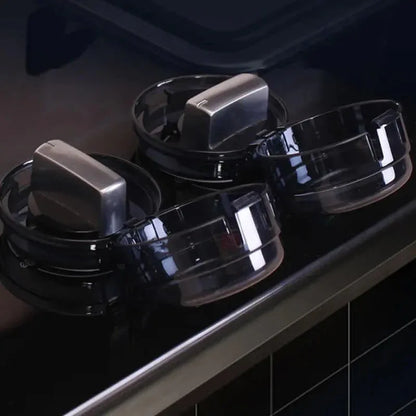 Pair of universal kitchen gas stove knob covers with lock - black - Prozone