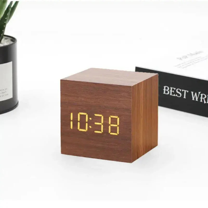 Wooden led alarm clock with voice control - Prozone