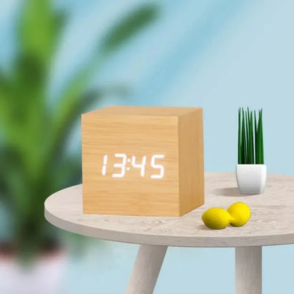 Wooden led alarm clock with voice control - Prozone