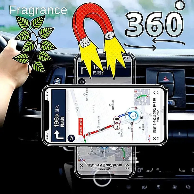 Magnetic air vent mount car phone holder with air freshener - Prozone