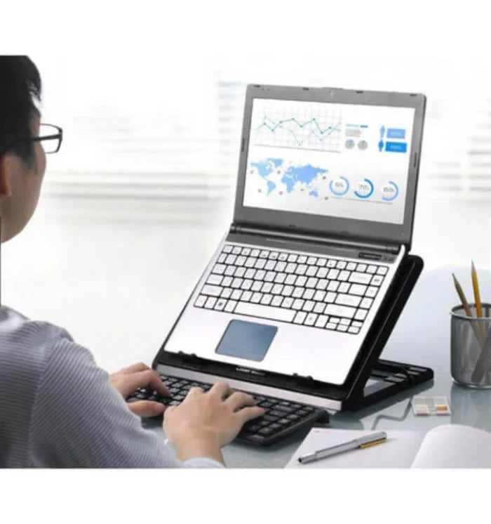 Adjustable ergo stands with powerful cooling fan. - Prozone