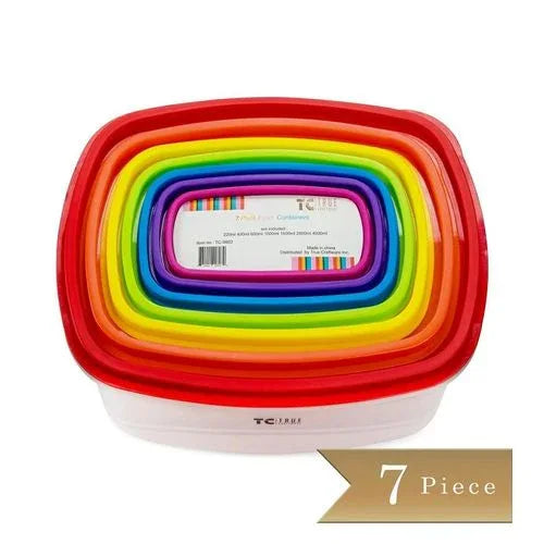 Pack of 7 - rectangle shape storage containers - multicolor - Prozone