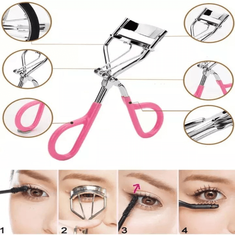 Portable stainless steel handle eyelashes curler