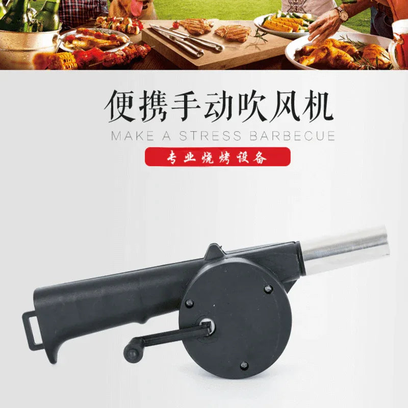 Hand crank powered bbq air blower fan - Prozone