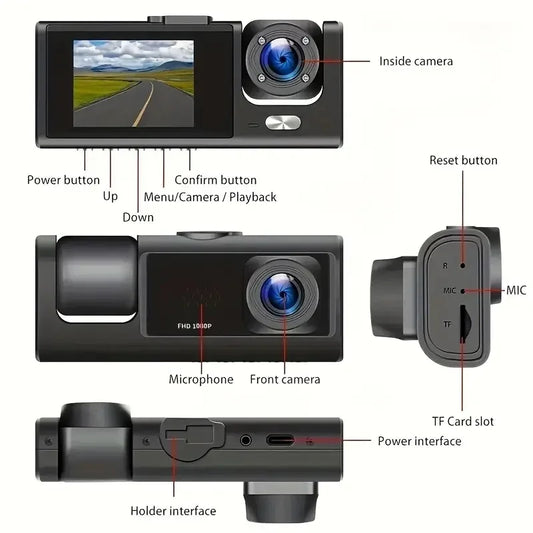 3 channel k02 dash cam 2.5k 1080p with builtin gps wifi - Prozone