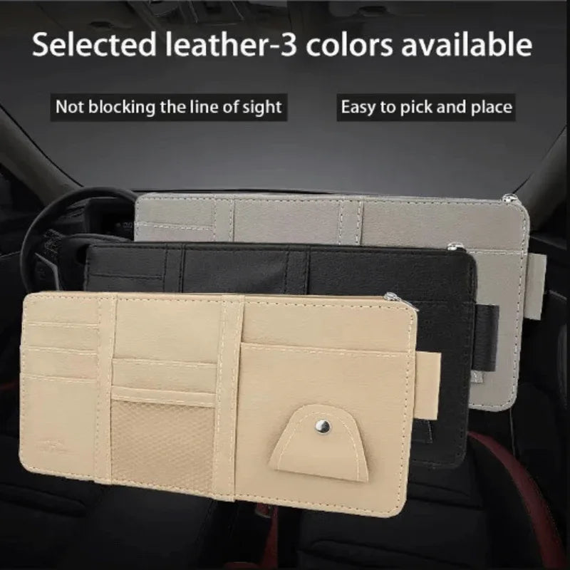 Leather car sun visor storage bag - Prozone