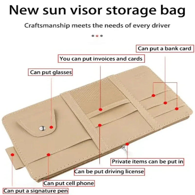 Leather car sun visor storage bag - Prozone