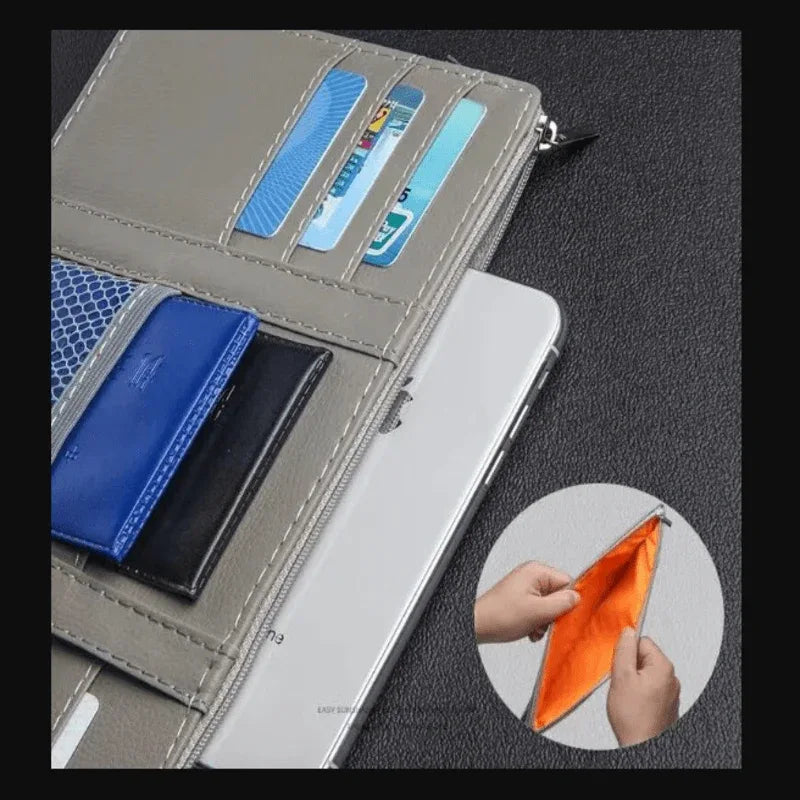 Leather car sun visor storage bag - Prozone
