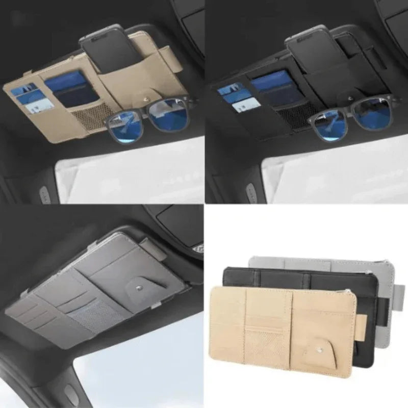 Leather car sun visor storage bag - Prozone