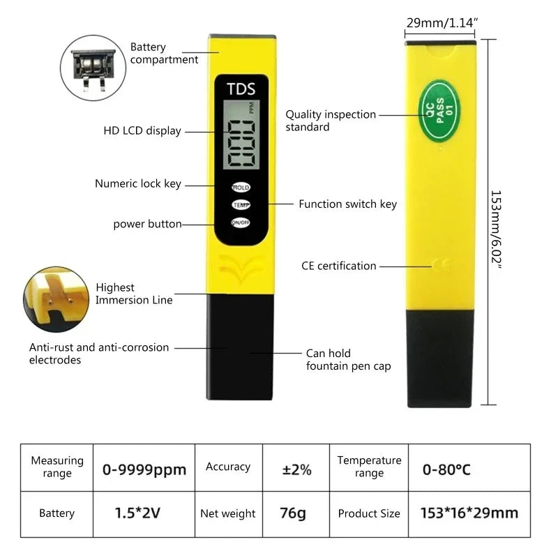 Portable Pen Digital TDS Meter Filter Measuring Water - Prozone