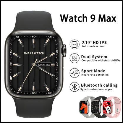 Watch 9 Max Series 9 Smartwatch (2.19 Inch IPS) 22mm Strap WITH Laxasfit APP Black