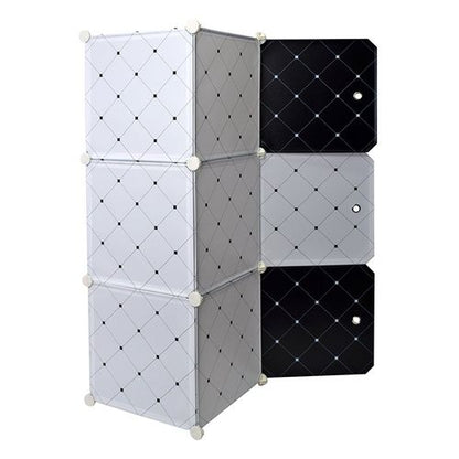 White Black Wardrobe Organizer Rack For Kids - 6 Cubes