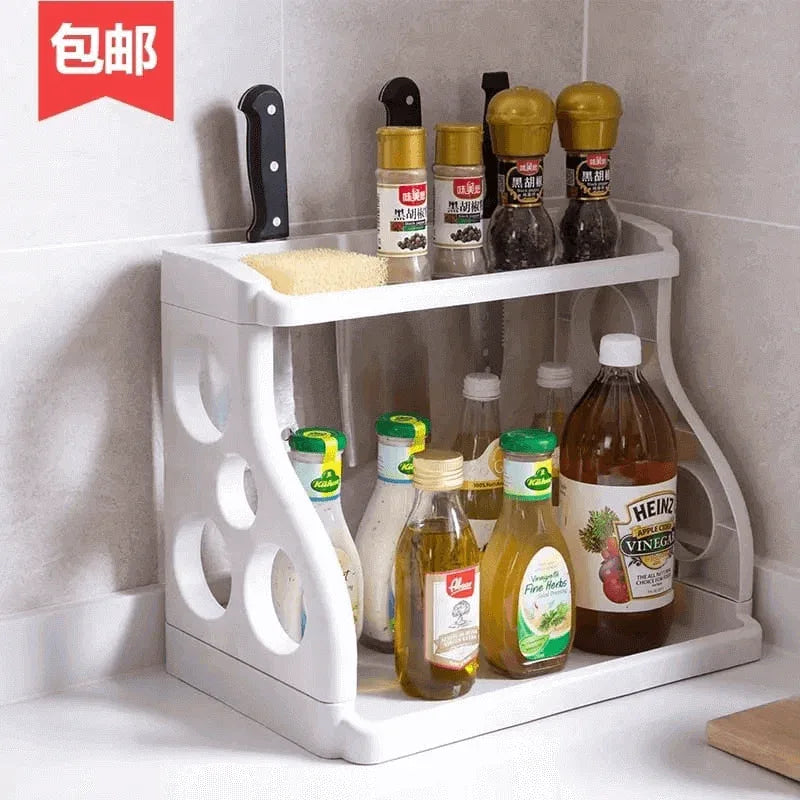 Double layer kitchen racks seasoning storage - Prozone