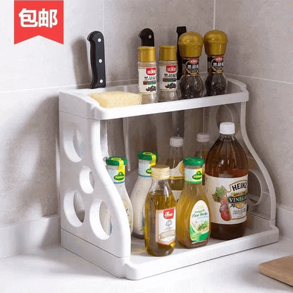Double layer kitchen racks seasoning storage - Prozone