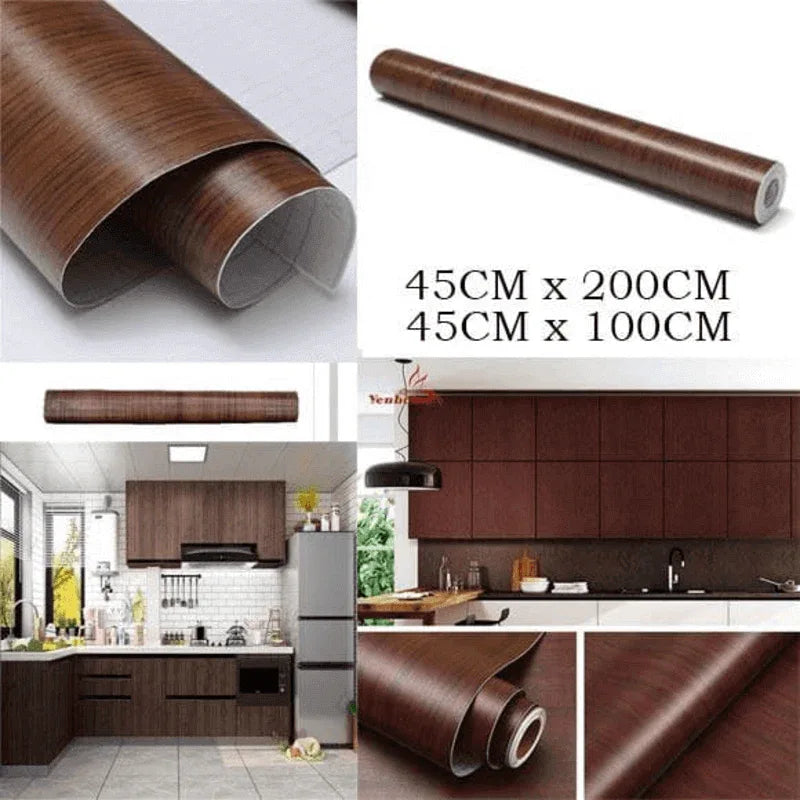 Pack of 2 wooden sheet pvc waterproof vinyl wallpaper 60x200cm - Prozone
