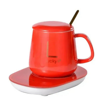 Ceramic mug red color with temperature control plate - Prozone