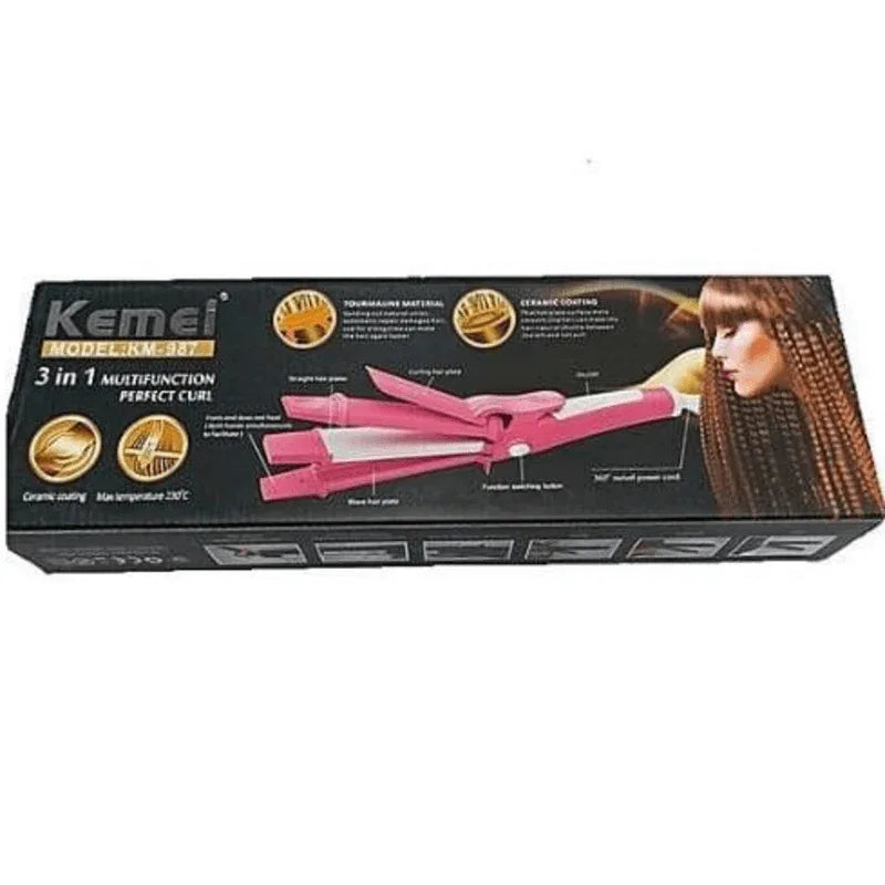 Kemei 3 in 1 hair straightener curler crimper km-987 - Prozone