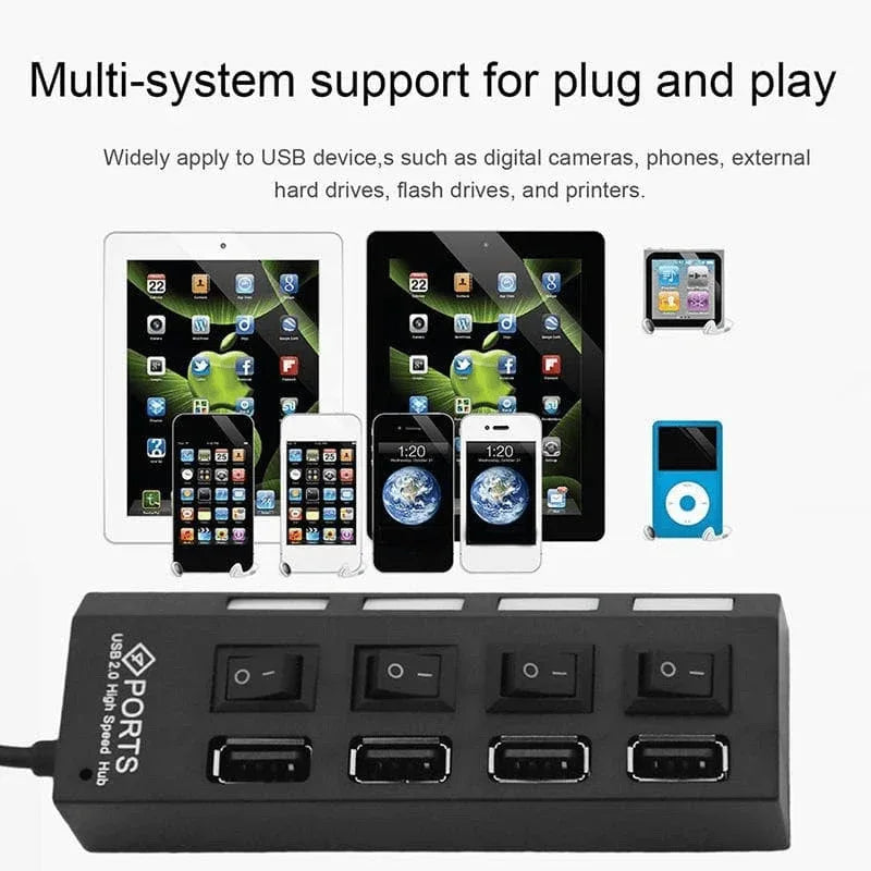 4 port usb 2.0 multi expansion hub with switch - Prozone