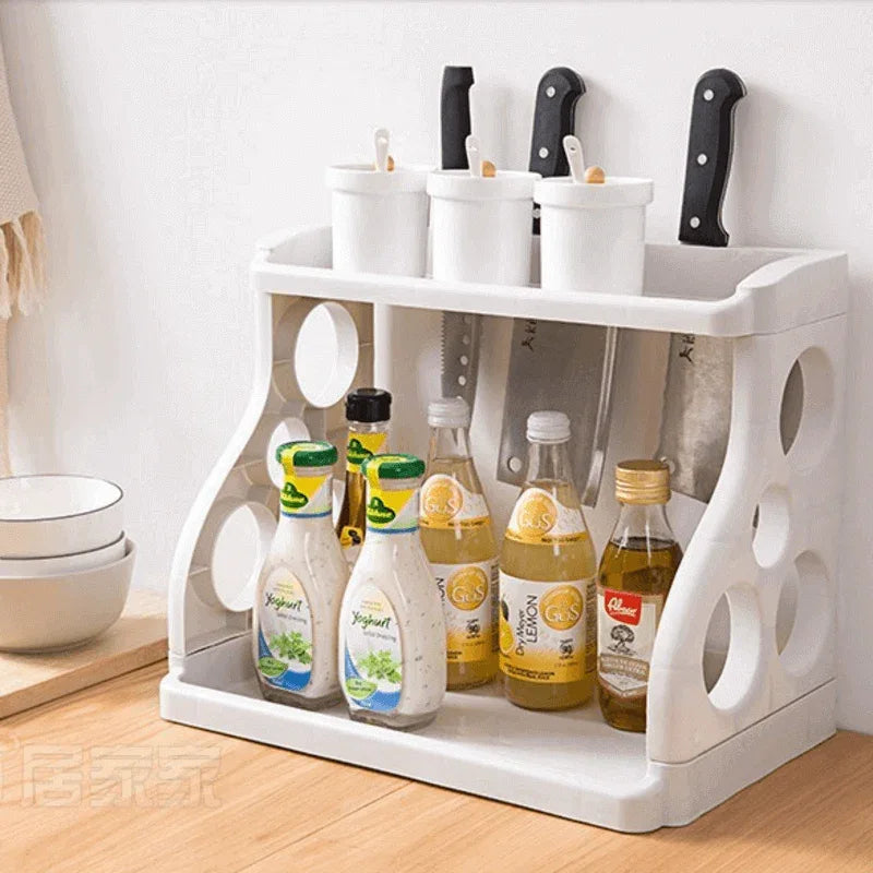 Double layer kitchen racks seasoning storage - Prozone