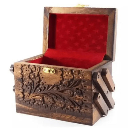 Hand made wood 3 step trolley jewelry box - Prozone