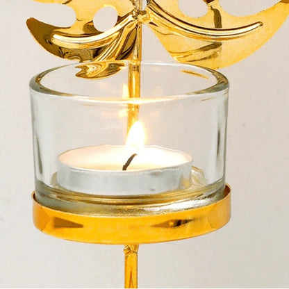 gold leaves metal candlestick holder - Prozone