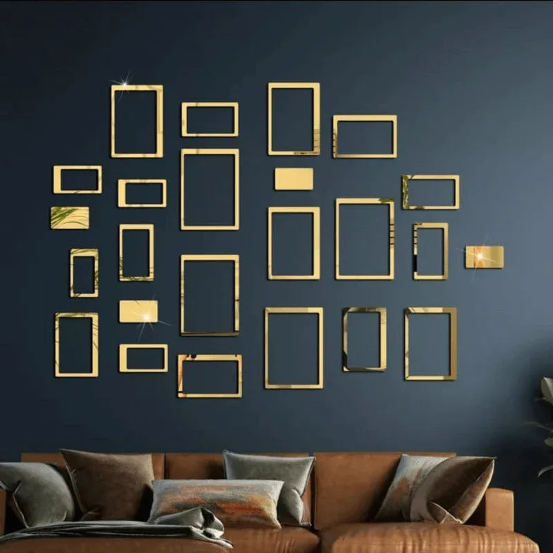 Pack of 24 geometric 3d diy acrylic mirror wall sticker - Prozone