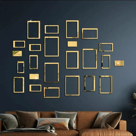 Pack of 24 geometric 3d diy acrylic mirror wall sticker - Prozone