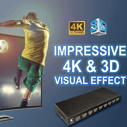 1 in 8 powered 4k hdmi splitter with charger