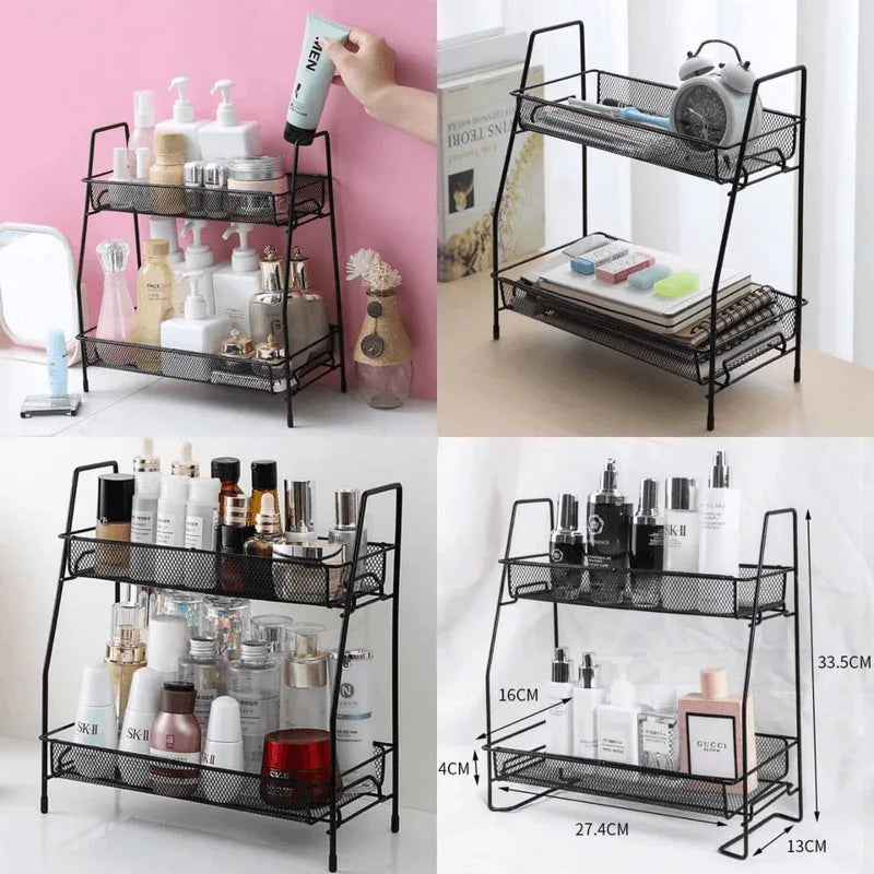 double layer iron rack kitchen and bathroom organizer - Prozone