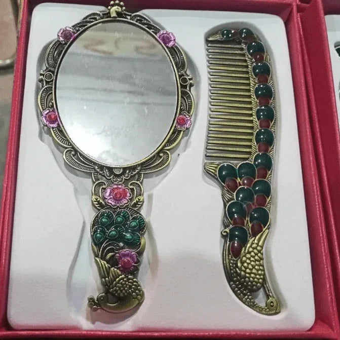 Metallic turkish style hand mirror and comb - Prozone
