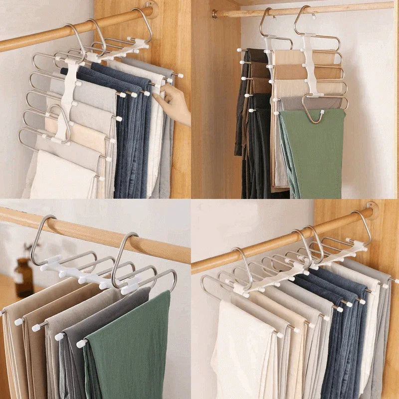Pack of 3 clothes hanger adjustable trouser storage rack - Prozone