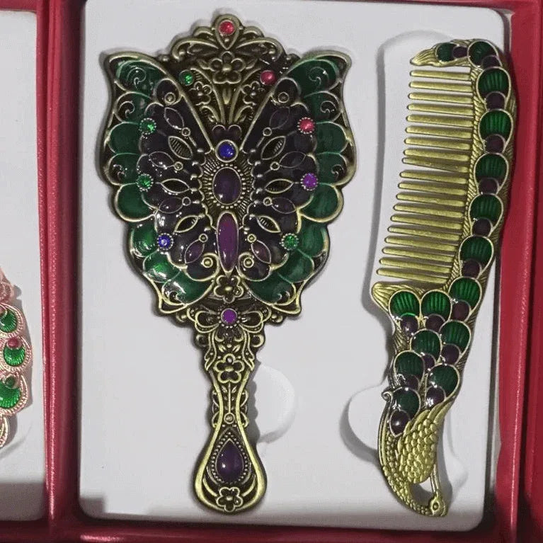 Metallic turkish style hand mirror and comb - Prozone