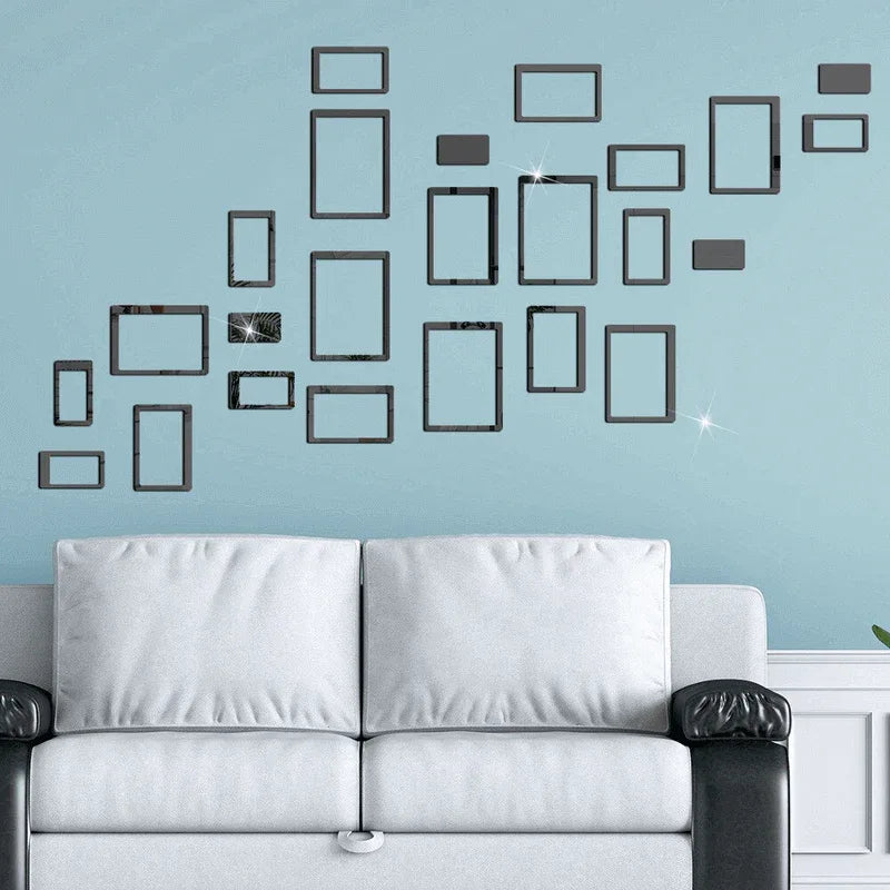 Pack of 24 geometric 3d diy acrylic mirror wall sticker - Prozone