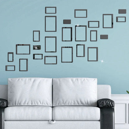 Pack of 24 geometric 3d diy acrylic mirror wall sticker - Prozone