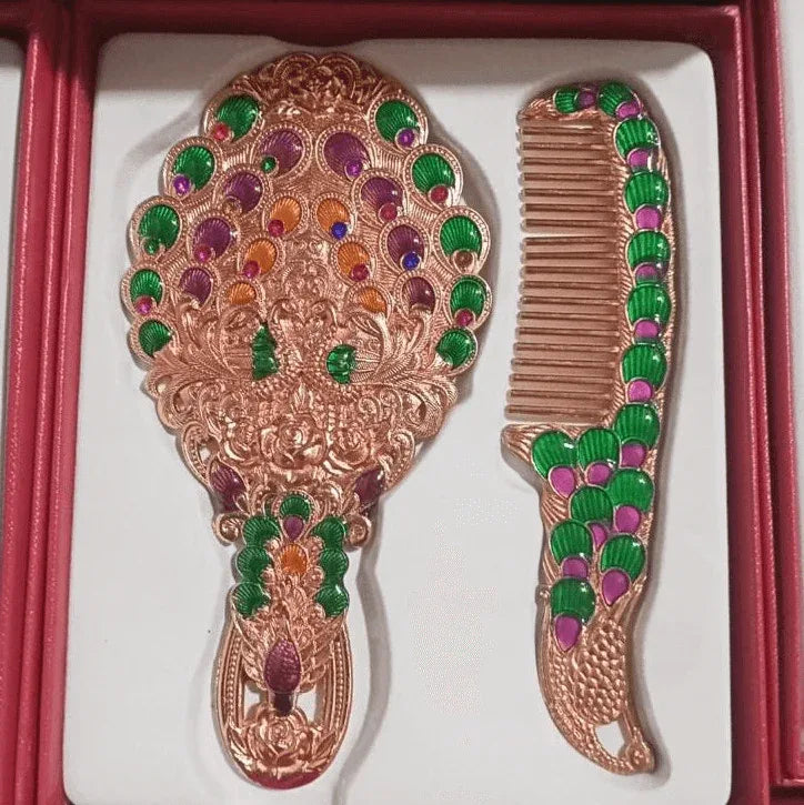 Metallic turkish style hand mirror and comb - Prozone