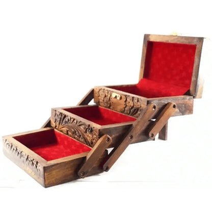 Hand made wood 3 step trolley jewelry box - Prozone
