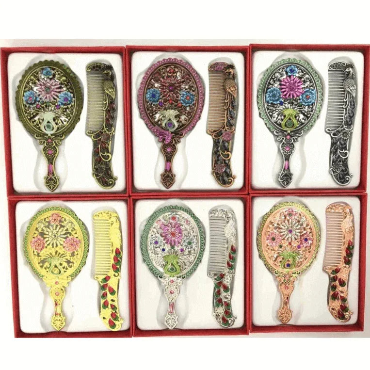 Metallic turkish style hand mirror and comb - Prozone