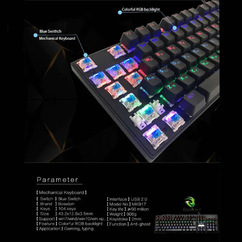 Bosston wired luminous keyboard rgb mk912 - Prozone