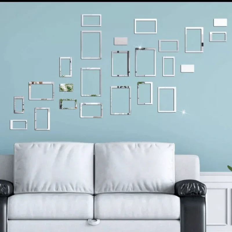 Pack of 24 geometric 3d diy acrylic mirror wall sticker - Prozone