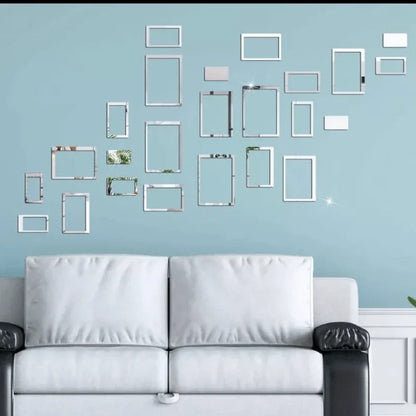 Pack of 24 geometric 3d diy acrylic mirror wall sticker - Prozone