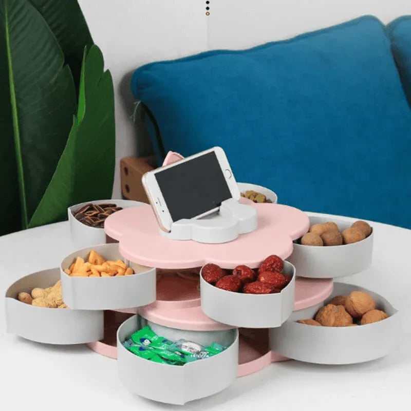 double-layer flower snacks container with mobile holder - Prozone
