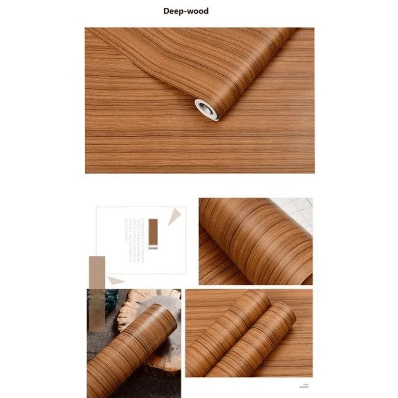 Pack of 2 wooden sheet pvc waterproof vinyl wallpaper 60x200cm - Prozone