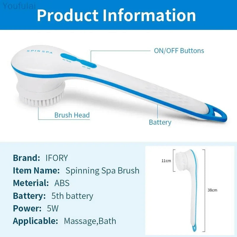 Electric shower brush 5 in 1 spin spa bath scrubber - Prozone