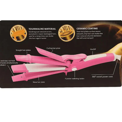 Kemei 3 in 1 hair straightener curler crimper km-987 - Prozone