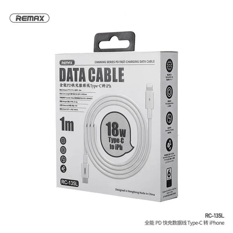 Remax fast-charging type-c to lightning data cable rc-135l - Prozone