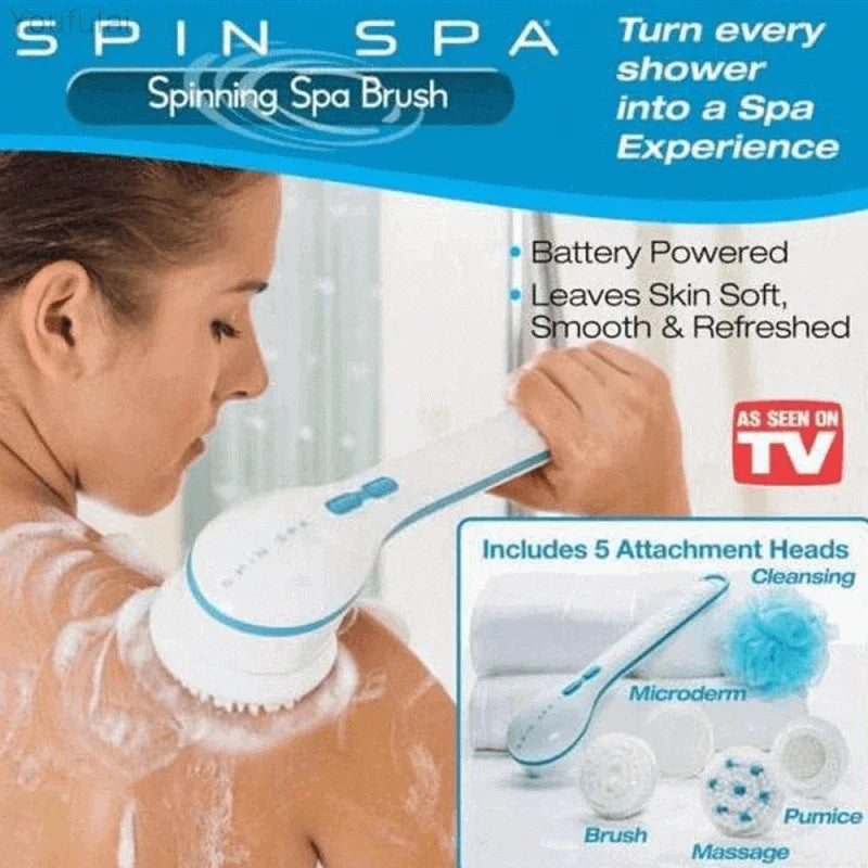 Electric shower brush 5 in 1 spin spa bath scrubber - Prozone