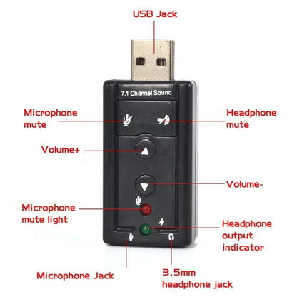 Mini external usb sound card 7.1 ch 3d audio adapter - Prozone