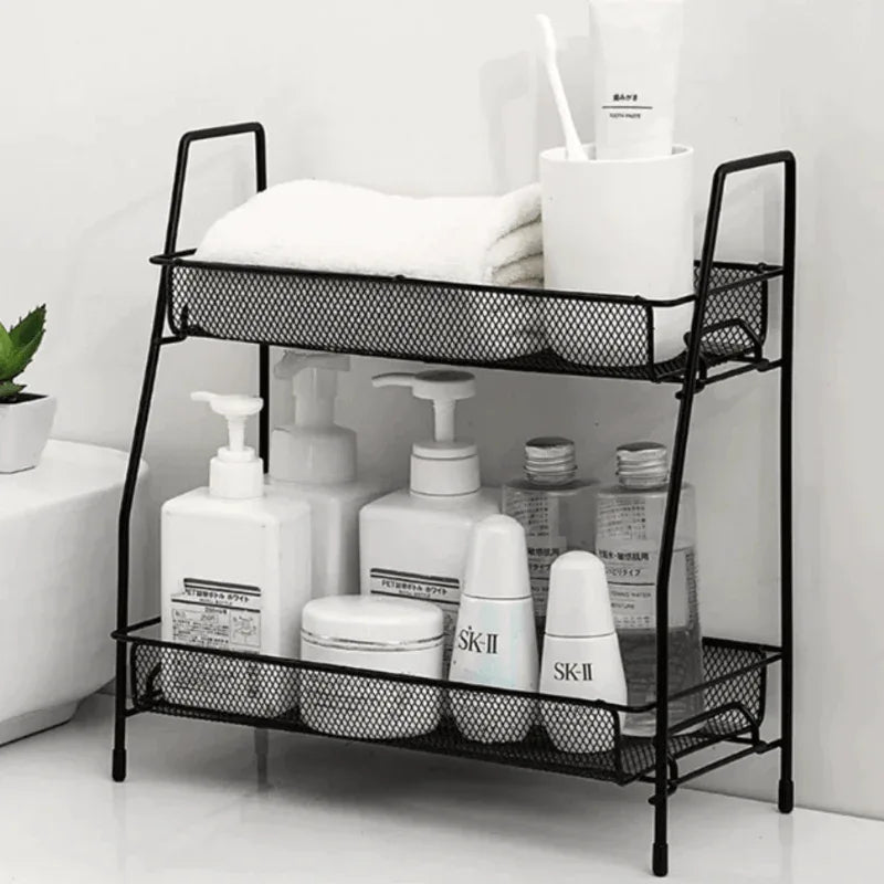 double layer iron rack kitchen and bathroom organizer - Prozone