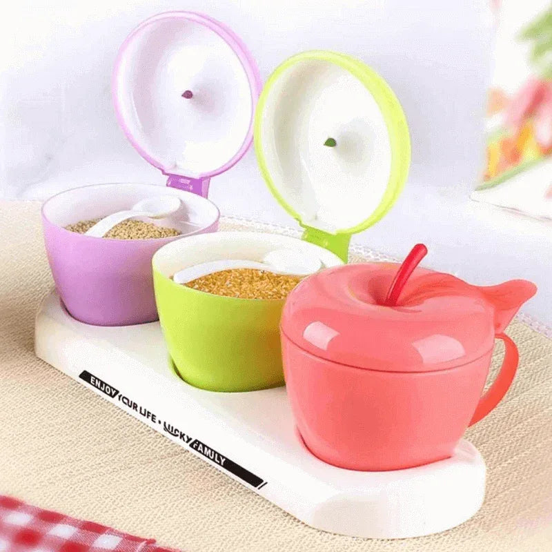 Spice jars apple shaped 3pcs multicolor - Prozone