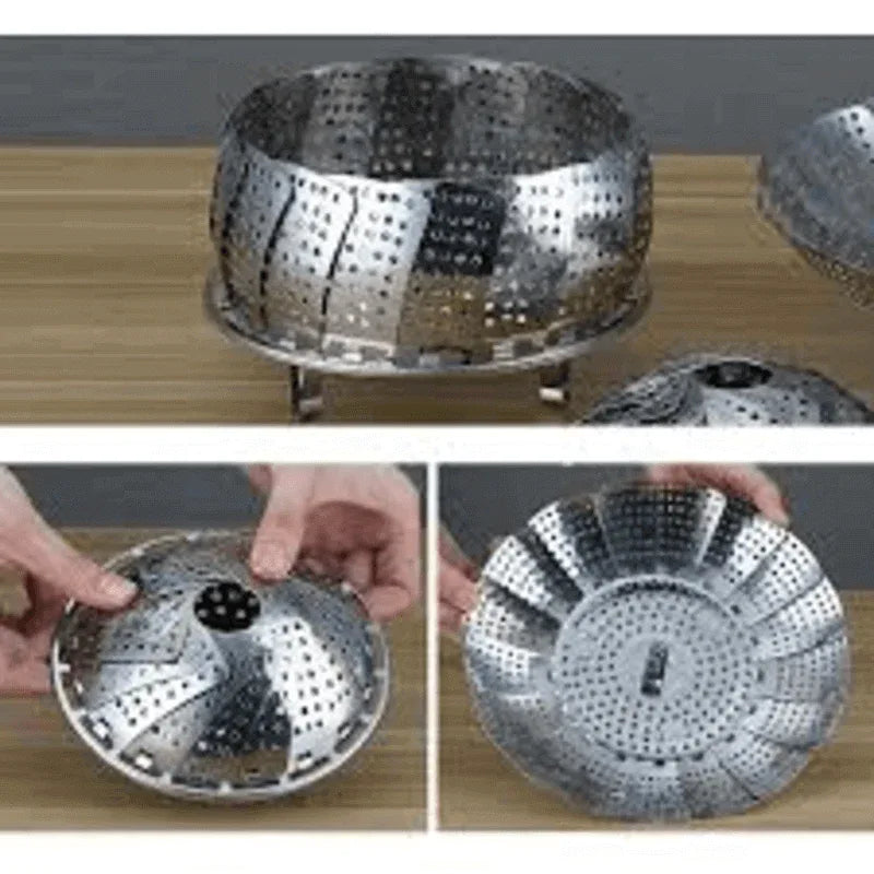 Foldable stainless steel food steamer basket - Prozone